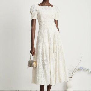 Miss Rosier Anaïs faux-pearl embellished cut-out midi dress